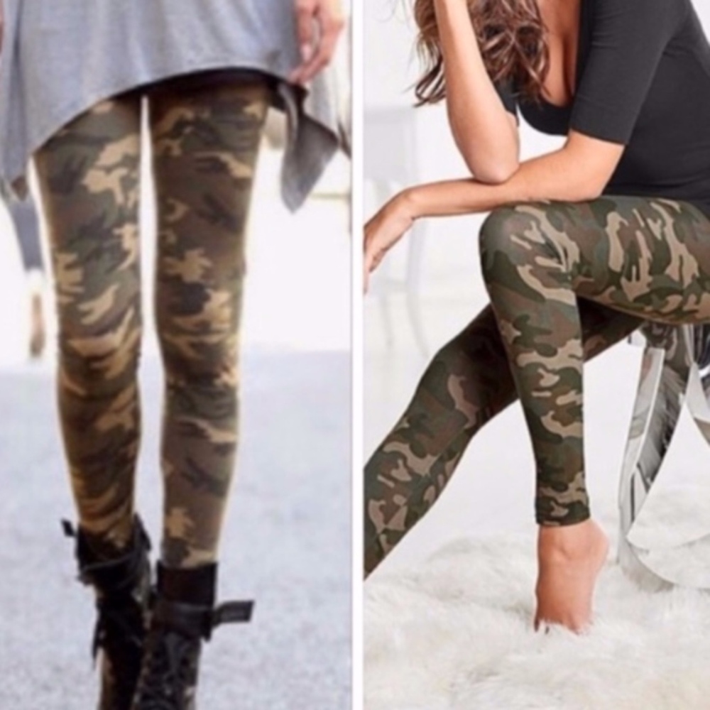 #23 Olive Camo Print Stretchy Leggings